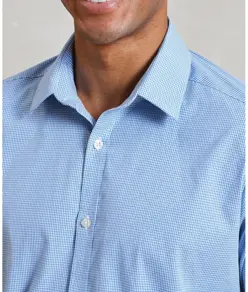 Camicia in cotone a maniche lunghe a microquadri (Gingham) Premier