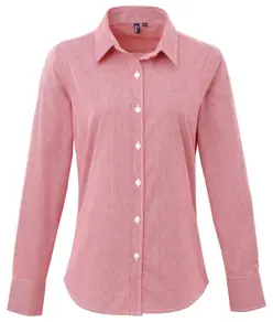 Camicia in cotone a maniche lunghe Microcheck (Vichy) donna Premier