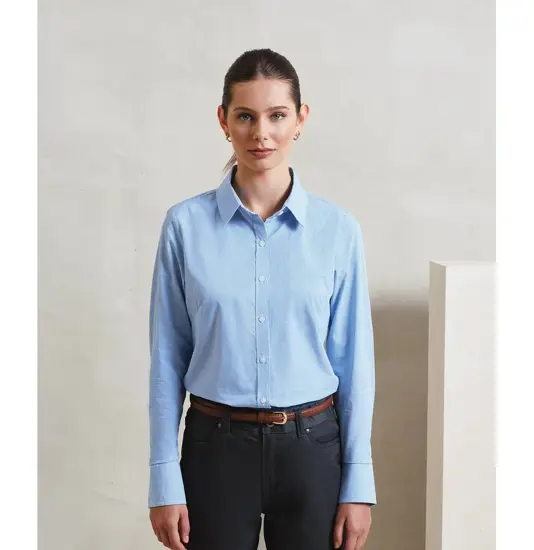 Camicia in cotone a maniche lunghe Microcheck (Vichy) donna Premier