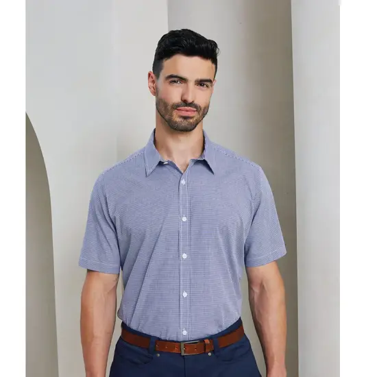 Camicia in cotone a quadretti (Gingham) a maniche corte Premier