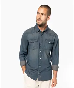 Camicia in denim a maniche lunghe da uomo Kariban