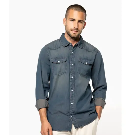 Camicia in denim a maniche lunghe da uomo Kariban