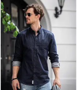 Camicia in denim slim fit Torrance – stile grezzo Nimbus