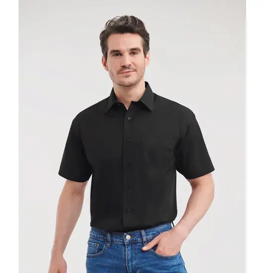 Camicia in popeline di policotone a maniche corte easycare Russell
