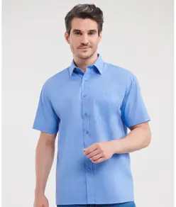 Camicia in popeline di policotone a maniche corte easycare Russell
