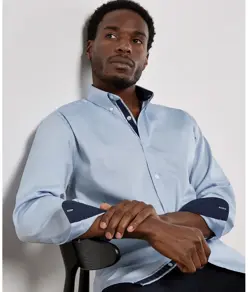 Camicia Oxford premium a contrasto a maniche lunghe (collo button-down, taglio sfiancato) Kustom Kit