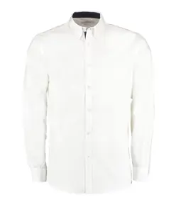 Camicia Oxford premium a contrasto a maniche lunghe (collo button-down, taglio sfiancato) Kustom Kit