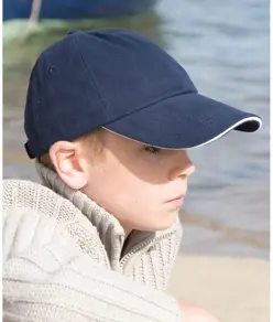 Cappellino a basso profilo bambino in cotone pesante spazzolato con visiera sandwich Result Headwear