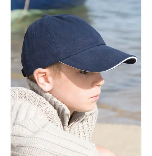 Cappellino a basso profilo bambino in cotone pesante spazzolato con visiera sandwich Result Headwear