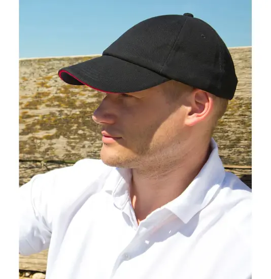 Cappellino a basso profilo in cotone pesante spazzolato con visiera sandwich Result Headwear