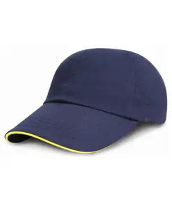 Cappellino a basso profilo in cotone pesante spazzolato con visiera sandwich Result Headwear