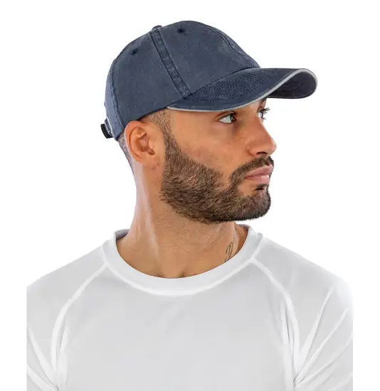 Cappellino in cotone lavato a costine sottili con visiera sandwich Result Headwear