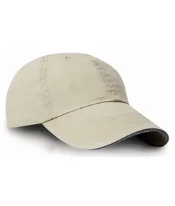 Cappellino in cotone lavato a costine sottili con visiera sandwich Result Headwear
