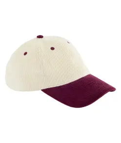 Cappellino in velluto a coste con visiera a contrasto Beechfield