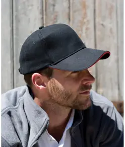 Cappellino pro-style in cotone pesante con visiera sandwich Result Headwear