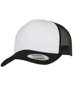 Cappellino trucker in schiuma con visiera curva YP Classics® – frontale bianco (6320W) Flexfit by Yupoong
