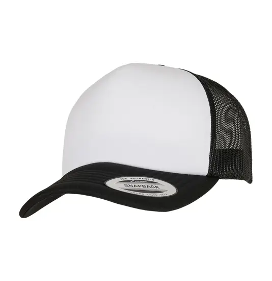 Cappellino trucker in schiuma con visiera curva YP Classics® – frontale bianco (6320W) Flexfit by Yupoong