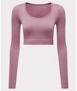 Crop top donna a coste senza cuciture 3D fit" TriDri®" TriDri