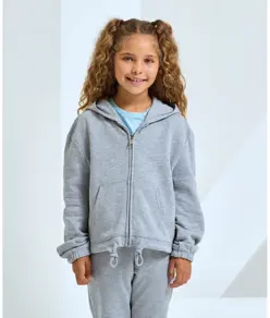 Felpa con cappuccio cropped oversize full zip riciclata bambino TriDri® TriDri