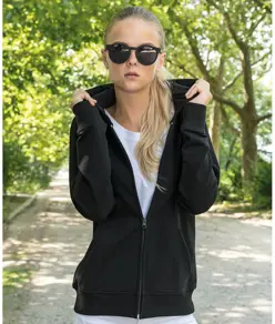 Felpa con cappuccio e zip in spugna donna Build Your Brand