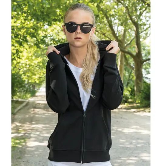 Felpa con cappuccio e zip in spugna donna Build Your Brand