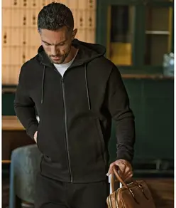 Felpa con cappuccio e zip intera a costine interlock (5508) Tee Jays