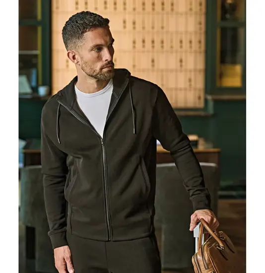 Felpa con cappuccio e zip intera a costine interlock (5508) Tee Jays