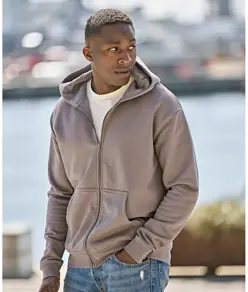 Felpa con cappuccio e zip intera senza etichetta (5154) Tee Jays