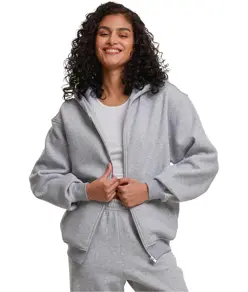 Felpa con cappuccio e zip taglio comodo da donna Build Your Brand