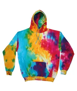 Felpa con cappuccio tie-dye arcobaleno Colortone