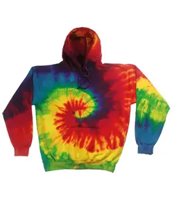 Felpa con cappuccio tie-dye arcobaleno Colortone