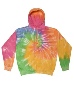 Felpa con cappuccio tie-dye arcobaleno Colortone