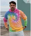 Felpa con cappuccio tie-dye arcobaleno Colortone