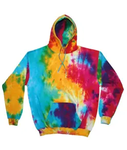 Felpa con cappuccio tie-dye arcobaleno Colortone