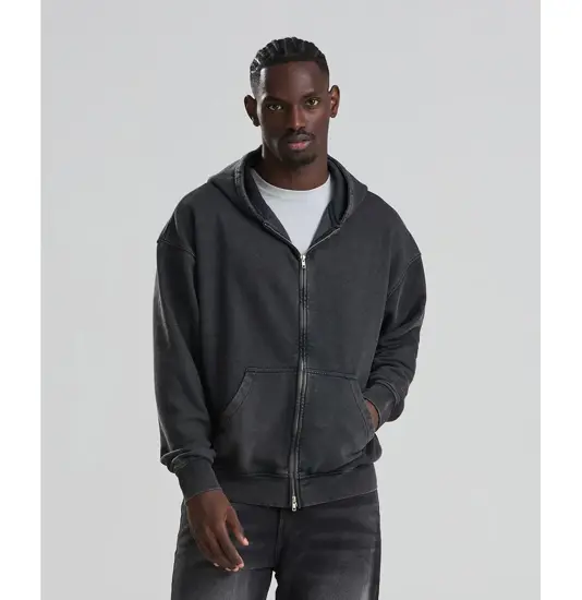 Felpa con zip lavaggio vintage JustHoods