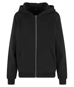 Felpa da donna in pile soffice con zip e cappuccio Build Your Brand