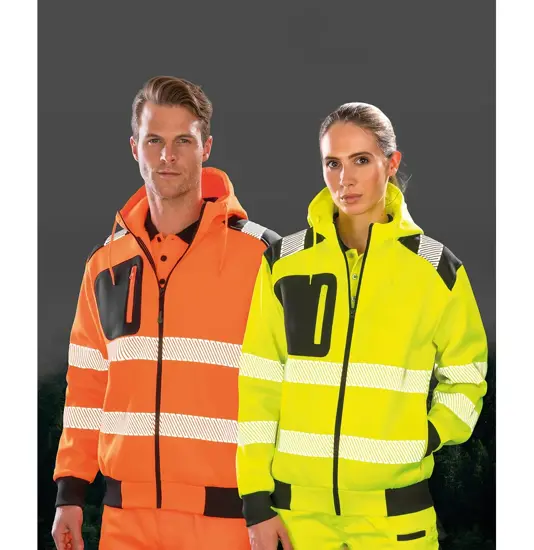 Felpa di sicurezza robusta con zip riciclata Result Recycled