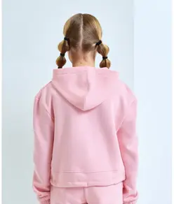 Felpa oversize corta riciclata con cappuccio bambino TriDri® TriDri