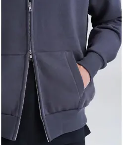Felpa pesante con cappuccio e zip intera Signature JustHoods