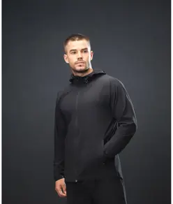 Felpa tecnica con zip e cappuccio Tombo