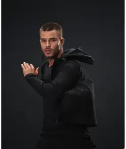 Felpa tecnica con zip e cappuccio Tombo