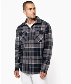 Giacca a camicia a quadri foderata in sherpa Kariban