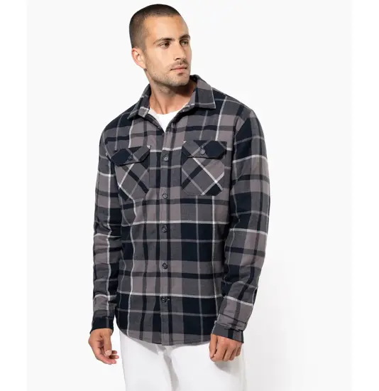 Giacca a camicia a quadri foderata in sherpa Kariban