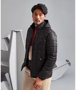 Giacca con cappuccio trapuntata a quadri 2786