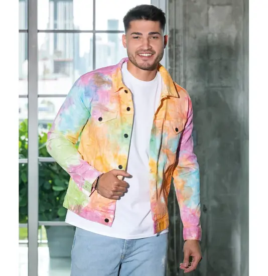 Giacca in denim tie-dye Colortone