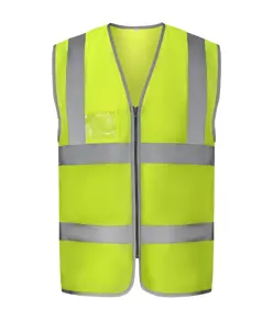 Gilet alta visibilità con zip porta badge e bordo riflettente (HVW103) YOKO