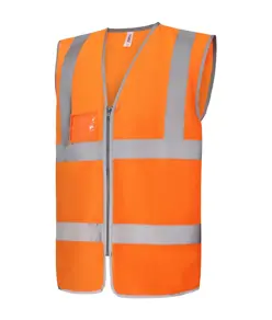 Gilet alta visibilità con zip porta badge e bordo riflettente (HVW103) YOKO