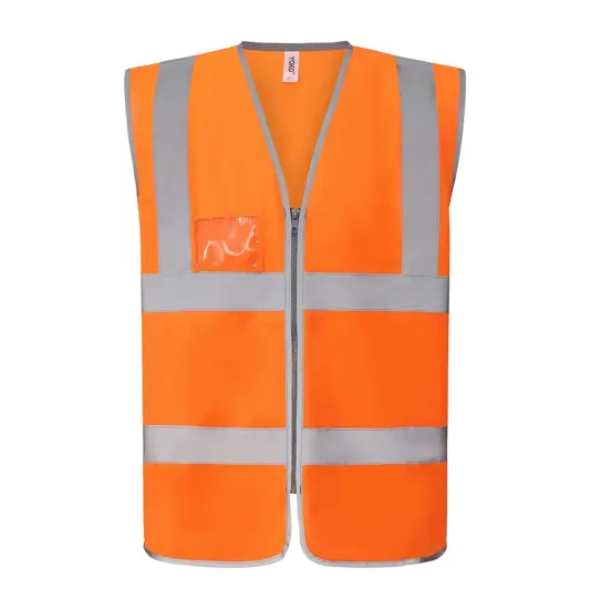 Gilet alta visibilità con zip porta badge e bordo riflettente (HVW103) YOKO