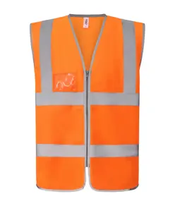Gilet alta visibilità con zip porta badge e bordo riflettente (HVW103) YOKO