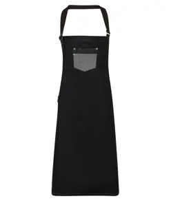 Grembiule con pettorina in denim effetto cerato con ecopelle Division Premier